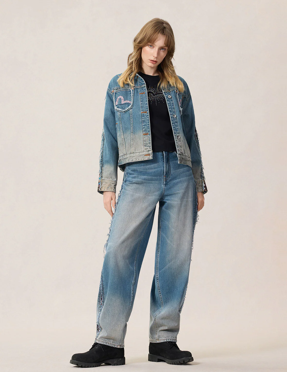 Brocade Patchwork Balloon Jeans - Image 5