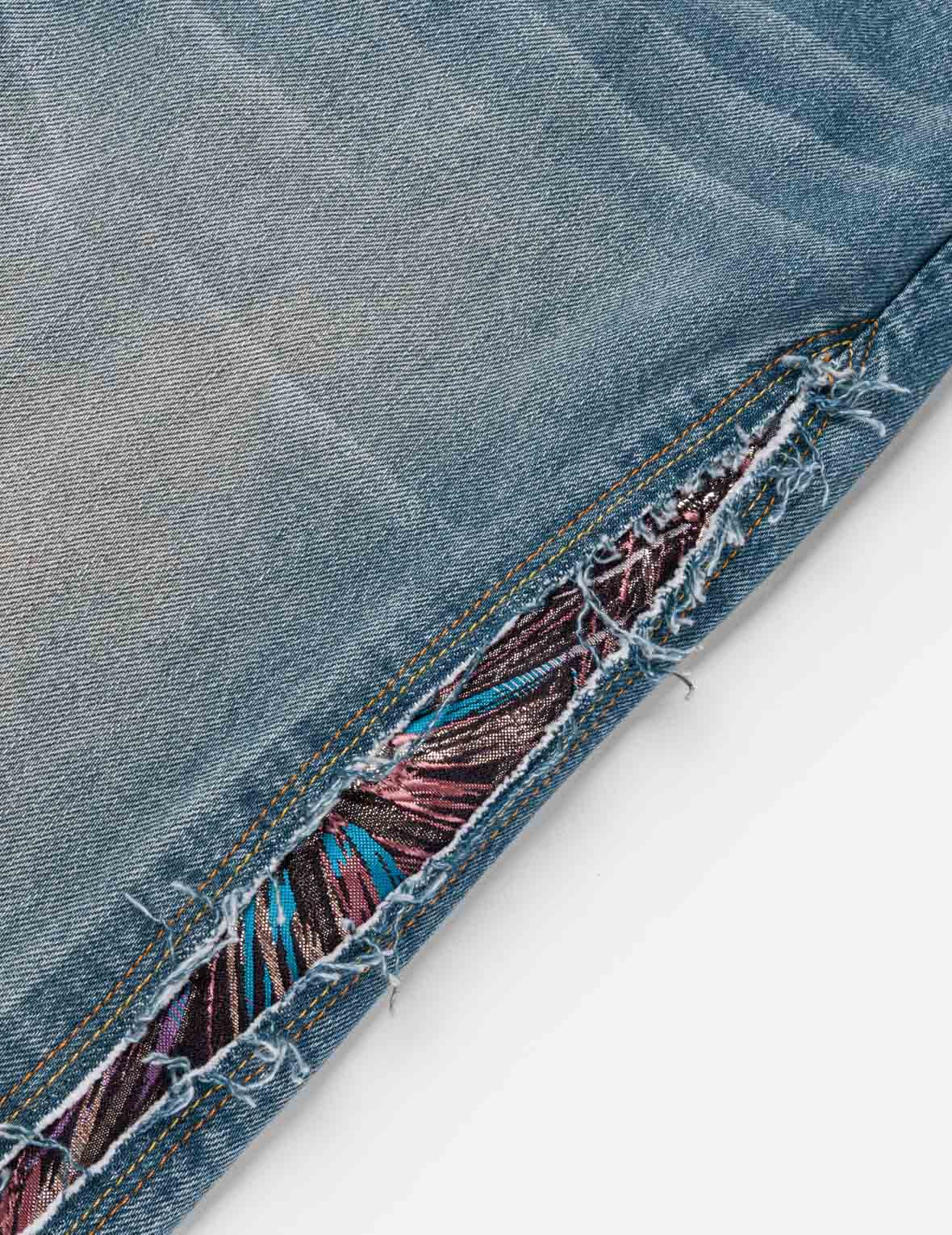 Brocade Patchwork Balloon Jeans - Image 8